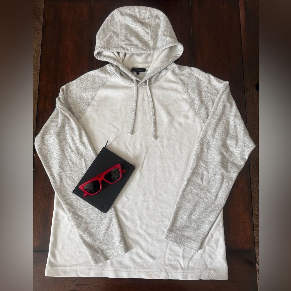 Vince Two-Tone Gray and White Hooded Sweatshirt Large